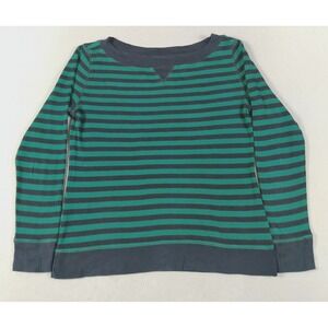 Chaps Sweater Womens Medium‎ Green Striped knit Cabincore Cozycore Loungewear